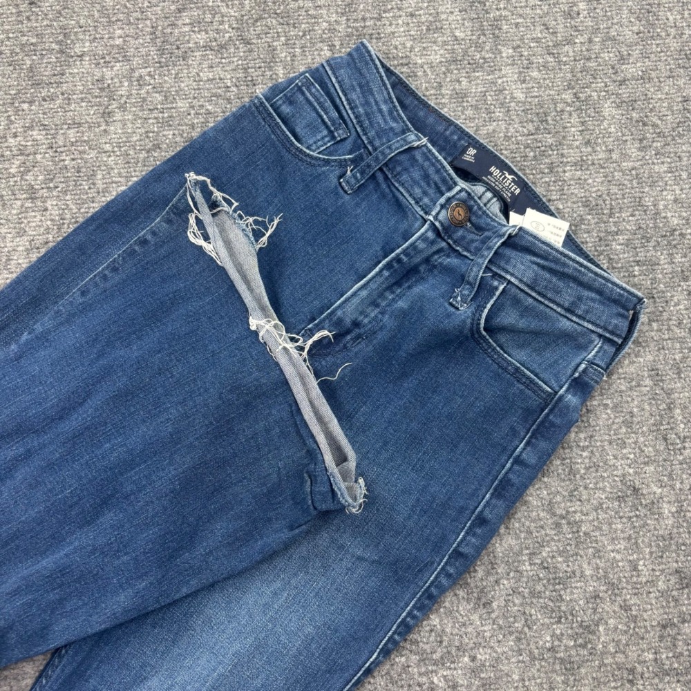 Hollister High-Rise Flare‎ Jeans 0R W24 L31 Dark Wash Raw Hem Women's